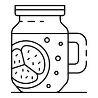 icône de pot de smoothie, style de contour vecteur