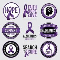 badges de sensibilisation à la maladie d'Alzheimer vecteur