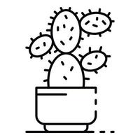 icône de pot de cactus du désert, style de contour vecteur