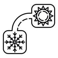 icône de conditionneur d'été d'hiver, style de contour vecteur
