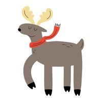 illustration vectorielle dessinée à la main d'un cerf. un joli cerf brun avec des cornes jaunes. vecteur