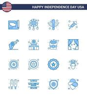 joyeux jour de l'indépendance usa pack de 16 blues créatifs du festival des armes à feu religion américaine état modifiable usa day vector design elements