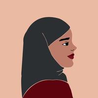 fille en hijab sur fond beige. femme musulmane. style faux. art dessiné à la main. la féminité vecteur