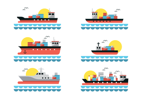 Flat Shipyard Vector With Container