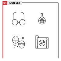 ensemble de 4 symboles d'icônes d'interface utilisateur modernes signes pour les verres dessert bonbons de laboratoire chimique éléments de conception vectoriels modifiables vecteur