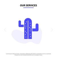 nos services cactus usa plante américain solide glyphe icône modèle de carte web vecteur