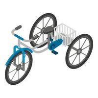 ancienne icône de tricycle, style isométrique vecteur