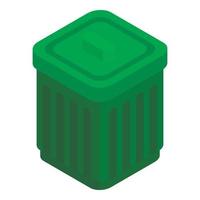 icône de poubelle verte, style isométrique vecteur