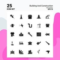 25 jeu d'icônes de construction et de construction 100 fichiers eps modifiables 10 idées de concept de logo d'entreprise conception d'icône de glyphe solide vecteur