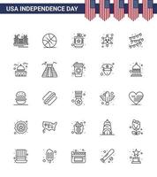 usa independance day line ensemble de 25 pictogrammes usa d'insigne de police sport flacon liquide modifiable usa day vector design elements