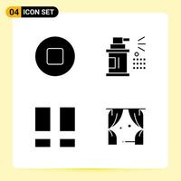 4 icônes créatives pour la conception de sites Web modernes et des applications mobiles réactives 4 signes de symboles de glyphe sur fond blanc 4 pack d'icônes vecteur