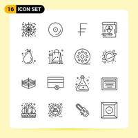 16 icônes créatives pour la conception de sites Web modernes et des applications mobiles réactives 16 symboles de contour signes sur fond blanc pack de 16 icônes vecteur