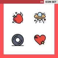 4 icônes créatives signes et symboles modernes d'éléments de conception vectoriels modifiables de coeur d'ovni extraterrestre de disque de gym vecteur