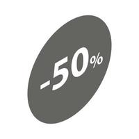 icône d'emblème de vente moins 50 %, style isométrique vecteur