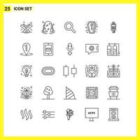 25 symboles de lignes simples ensemble d'icônes signe de contour sur fond blanc pour les applications mobiles de conception de sites Web et les médias imprimés vecteur