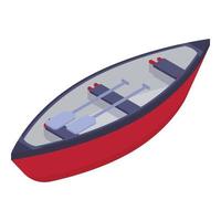 icône de bateau rouge, style isométrique vecteur