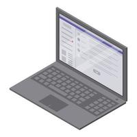 icône d'ordinateur portable, style isométrique vecteur