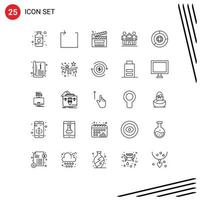 pack d'icônes vectorielles stock de 25 signes et symboles de ligne pour les amis de la vie éléments de conception vectoriels modifiables multimédias conviviaux pour le film vecteur