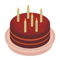 grande icône de gâteau d'anniversaire, style isométrique vecteur