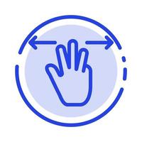 gestes main mobile trois doigts icône de ligne pointillée bleue vecteur