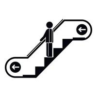 homme, escalator, descendre, icône, simple, style vecteur