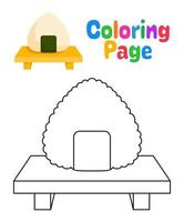 coloriage avec onigiri pour les enfants vecteur