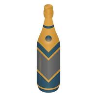 icône de bouteille de champagne du nouvel an, style isométrique vecteur
