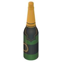 icône de bouteille de champagne festive, style isométrique vecteur