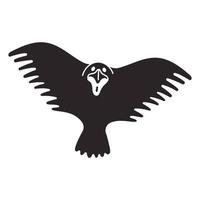 icône d'oiseau effrayant noir, style simple vecteur