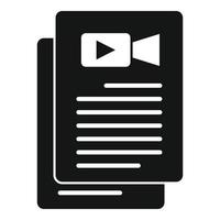 vecteur simple d'icône de scénario vidéo. activité cinématographique