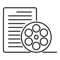 vecteur de contour d'icône de scénario de bobine vidéo. activité cinématographique