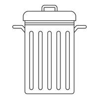 poubelle avec icône de couvercle, style de contour vecteur
