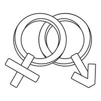icône de symbole vénus et mars, style de contour vecteur