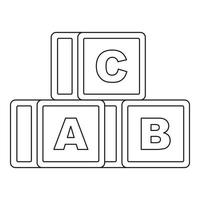 icône de cubes alphabet, style de contour vecteur