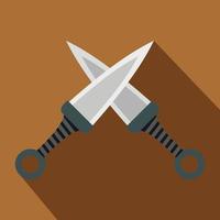 icône de couteaux à lancer en acier, style plat vecteur