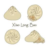 xiao long bao ensemble d'illustration vectorielle de boulettes cuites à la vapeur vecteur