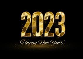 Conception de fond de bonne année 2023. carte postale, bannière, affiche. lettrage manuscrit, design, mousseux, or, étoile. vecteur