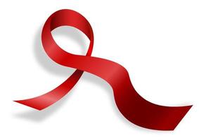 ruban de soie rouge sur fond blanc. journée mondiale du sida 1er décembre. ruban rouge symbole de la victoire. vecteur
