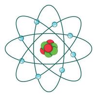icône d'atome, style cartoon vecteur