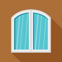 icône de cadre voûté de fenêtre blanche, style plat vecteur