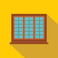 icône de fenêtre tricuspide marron en bois, style plat vecteur