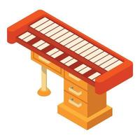 vecteur isométrique d'icône de synthétiseur. instrument de musique de piano sur l'icône de table en bois
