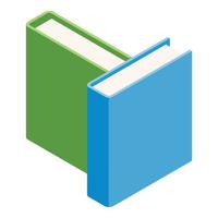vecteur isométrique d'icône de concept de lecture. deux livres à couverture rigide en papier fermé coloré
