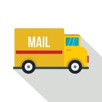 icône de camion courrier jaune, style plat vecteur