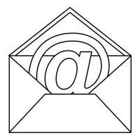 au signe courrier dans l'icône de l'enveloppe, style de contour vecteur