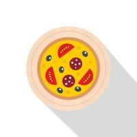 pizza avec icône saucisse, tomates et olives vecteur