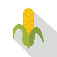 icône d'épi de maïs mûr, style plat vecteur