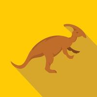 icône de dinosaure parazavrolofus brun, style plat vecteur
