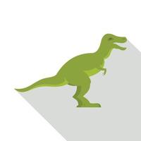icône de dinosaure théropode vert, style plat vecteur