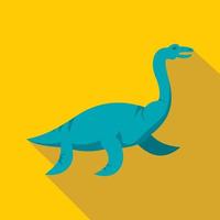 icône de dinosaure élasmosaurine bleu, style plat vecteur